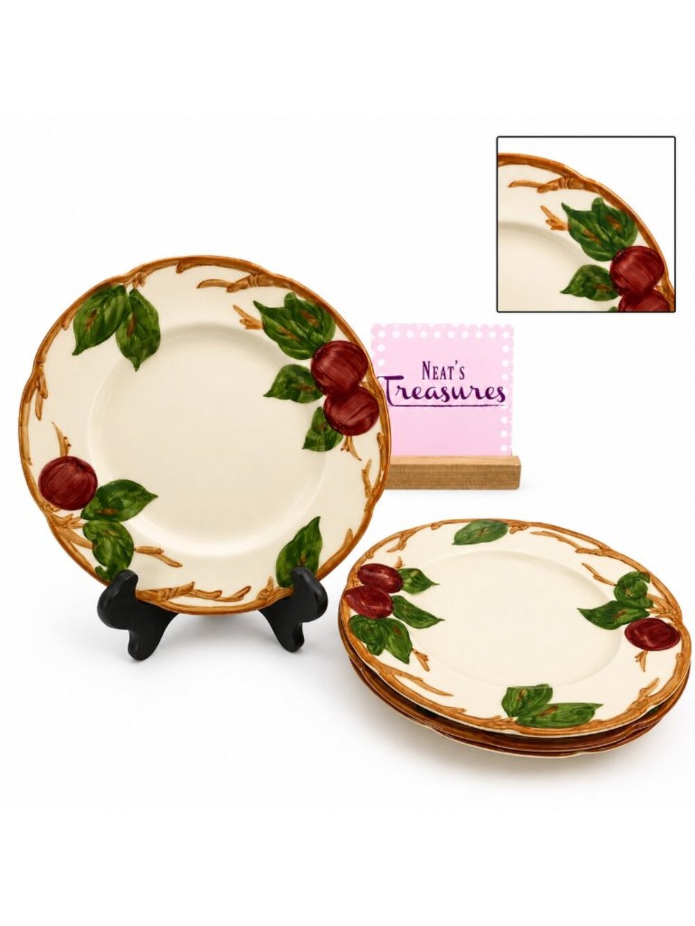 Vintage Franciscan APPLE Hand Painted California Earthenware Salad Plates Set 4